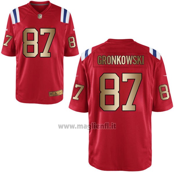 Maglia NFL Gold Game New England Patriots Gronkowski Rosso